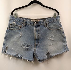 Vintage Levis Shorts Distressed Cutoff High Waist Custom Regular Fit 505 size 35